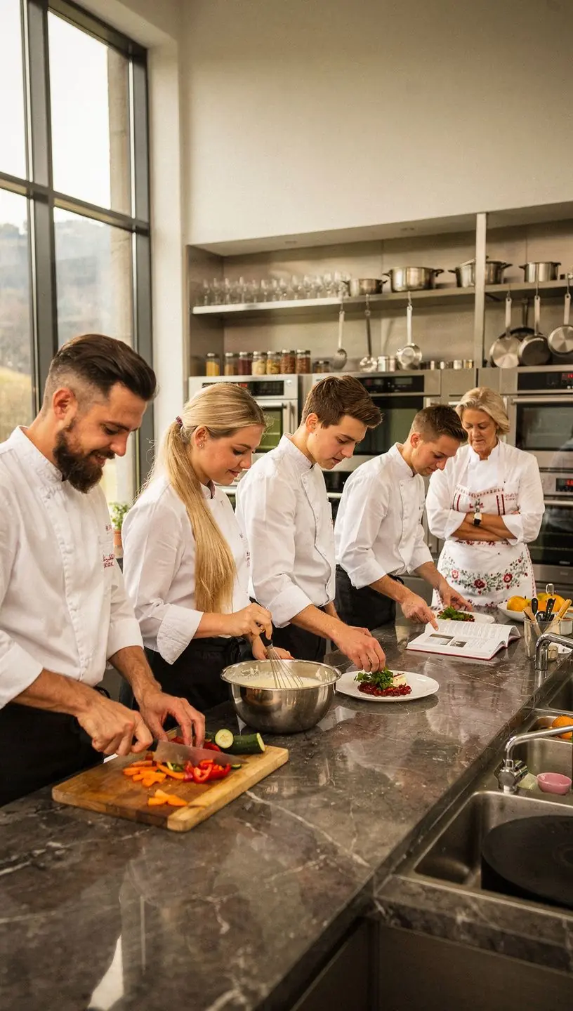 Ein professioneller Koch, der frische Zutaten in der Küche zubereitet.